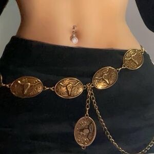 THUNDERBIRD CONCHO WESTERN SILVER BELT ADJUSTABLE BUCKLE MENS WOMENS BOHO